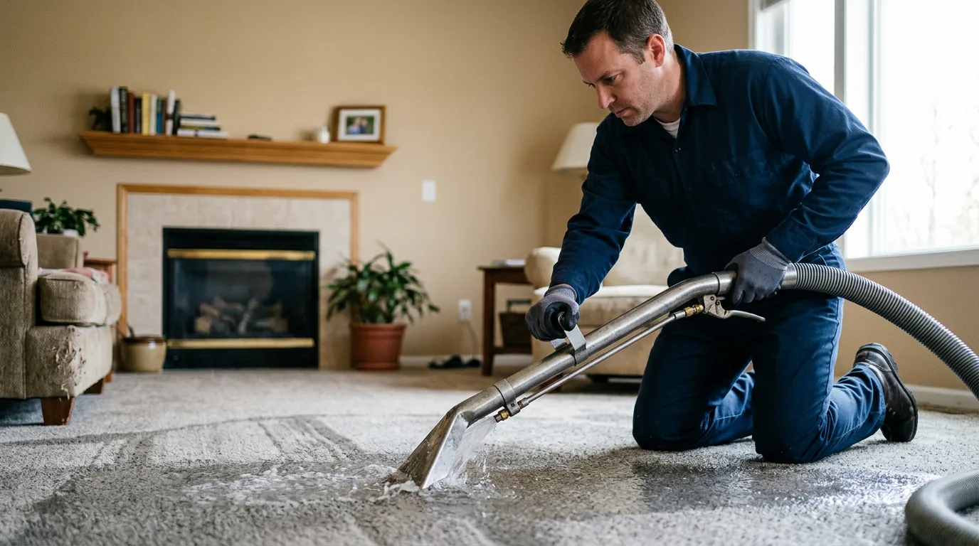 Water damage restoration technician working near Kirby, OH